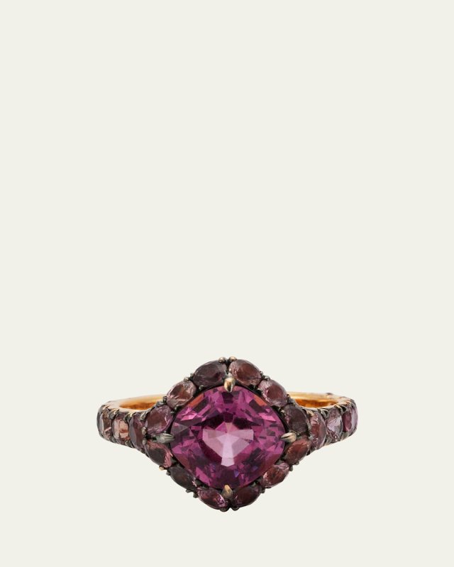 18k Rose Gold Garnet and Sapphire Ring